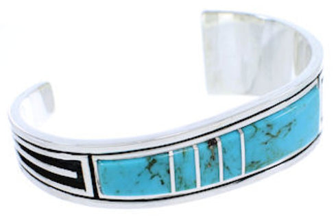 Southwest Turquoise Feather Sterling Silver Cuff Bracelet MX27310